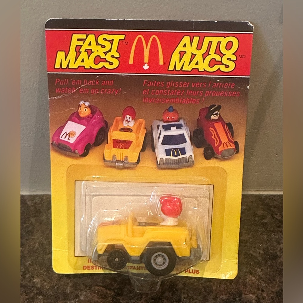 McDonald's Fast Macs Yellow Pull-Back Kids Toy Car
